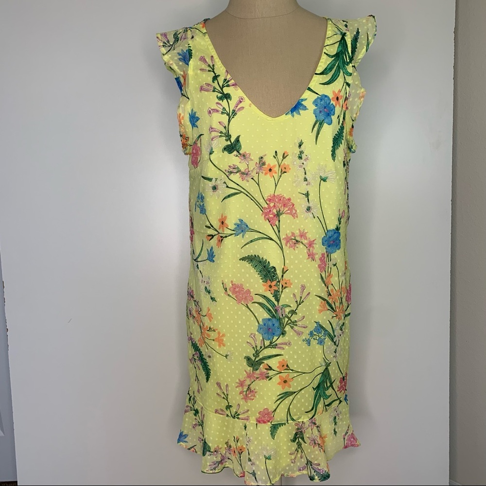 Belle sky Yellow Floral Dress at Knee medium